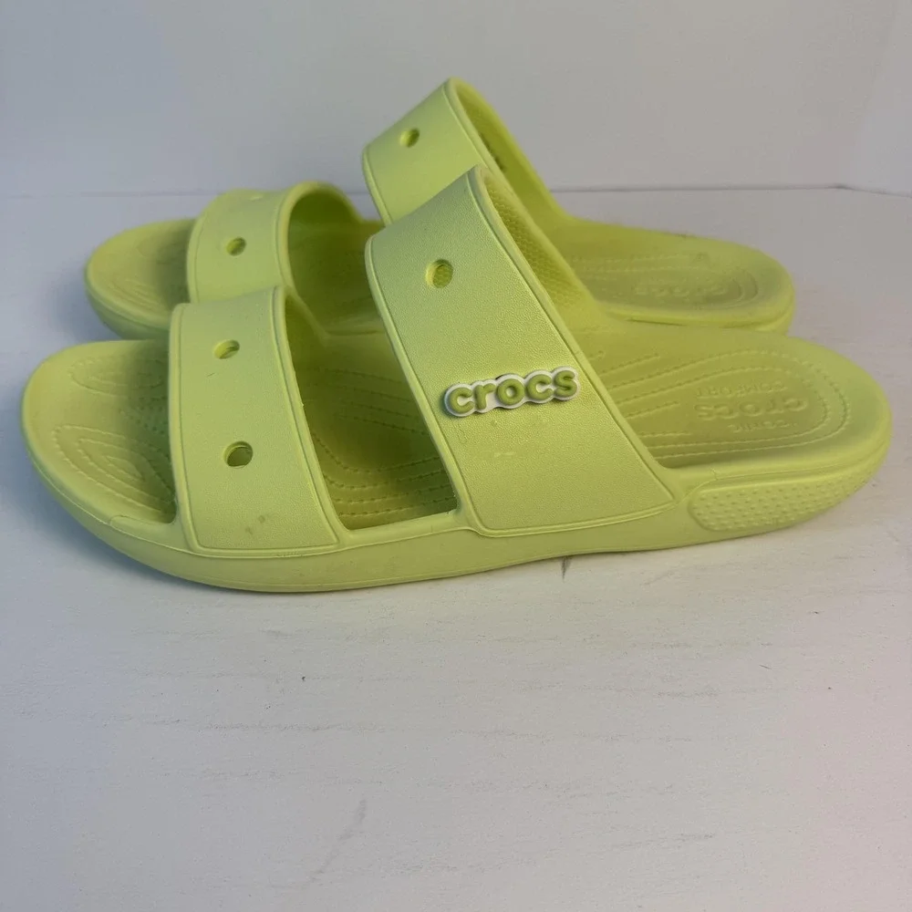 Crocs Shoes Mens Size 13 Yellow Slide‎ Sandals Slip On Double Strap Comfort